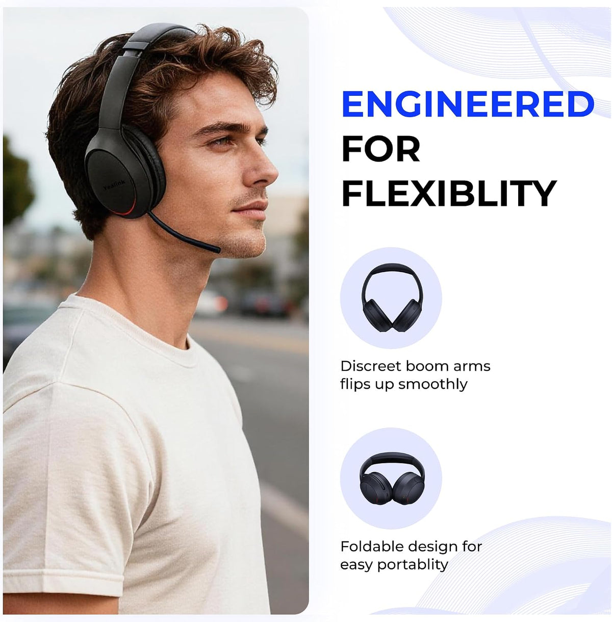 Yealink BH78 folded headset for travel and portability