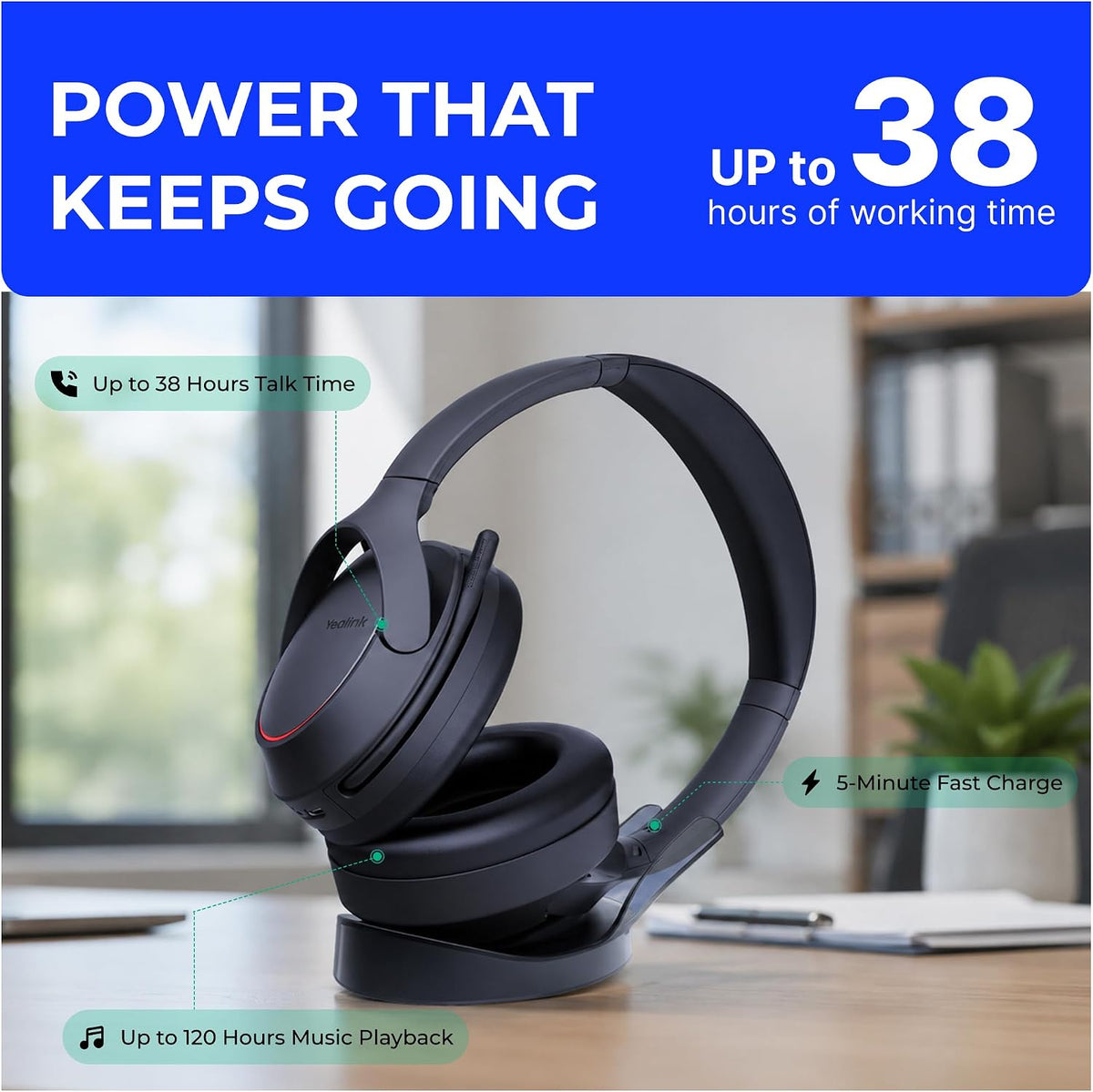 Yealink BH78 Bluetooth Headset Noise Cancelling with Microphone — product image 7
