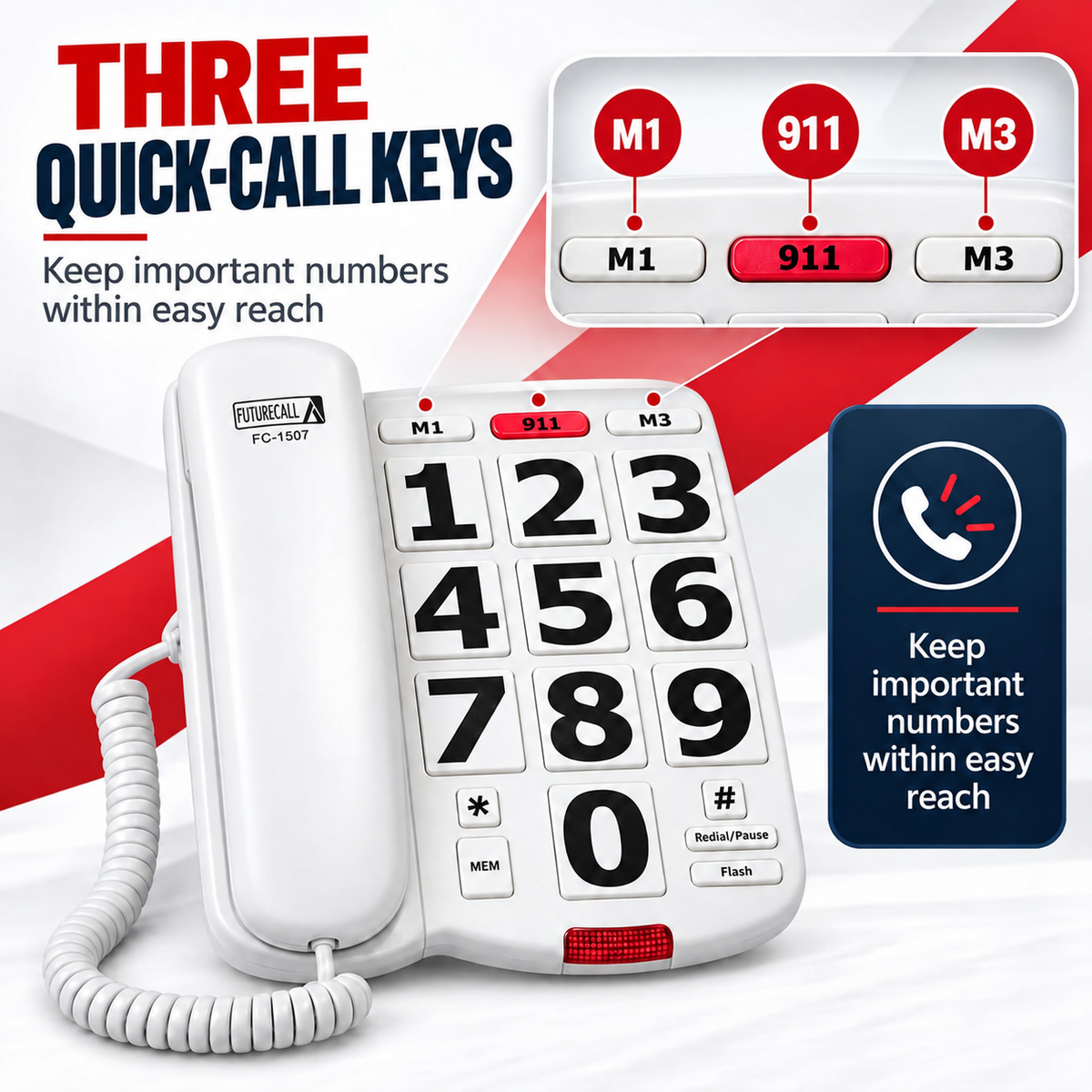 Big Button Phone 40dB Handset Volume