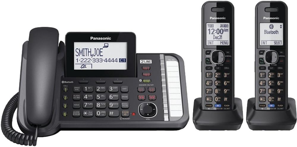 Panasonic 2-Line Corded Phone/Cordless Phone System with 2 Handsets