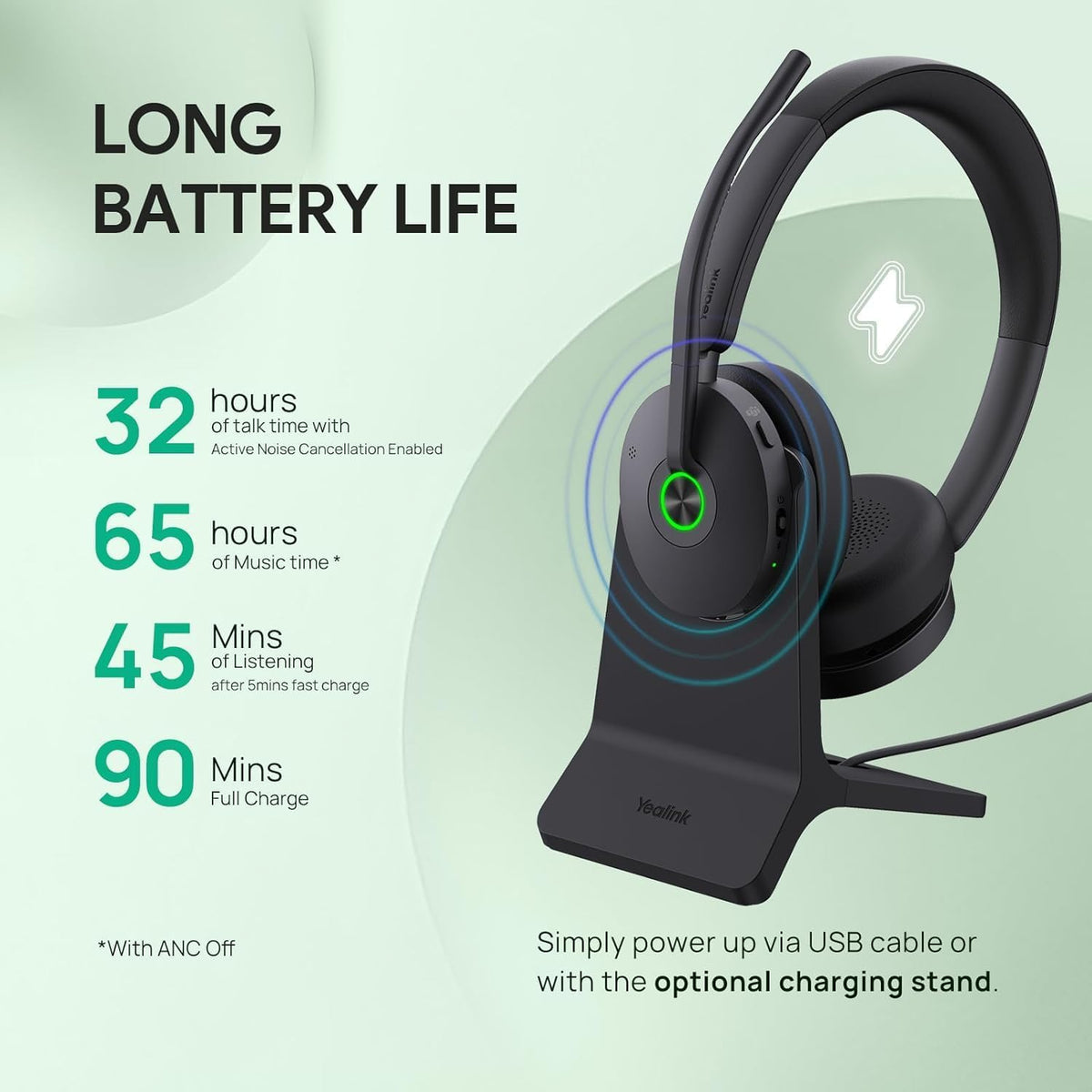 Yealink BH74 UC Wireless Headset with Charging Stand — product image 9