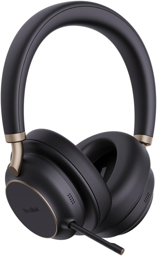 Yealink BH76 Plus Microsoft Teams Wireless Bluetooth Headset with USB-C and USB-A Adapter in Black