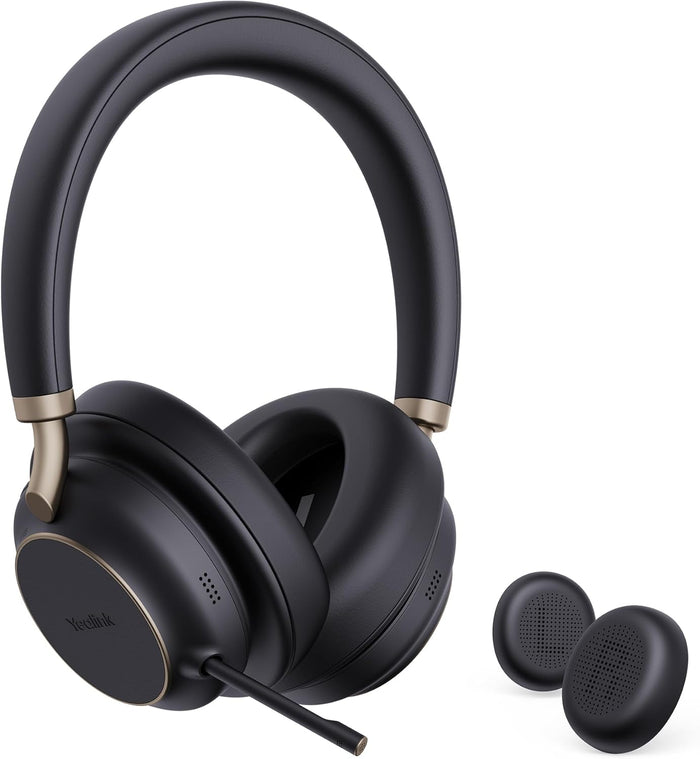 Yealink BH76 Plus UC Wireless Bluetooth Headset with USB-C and USB-A Adapter in Black