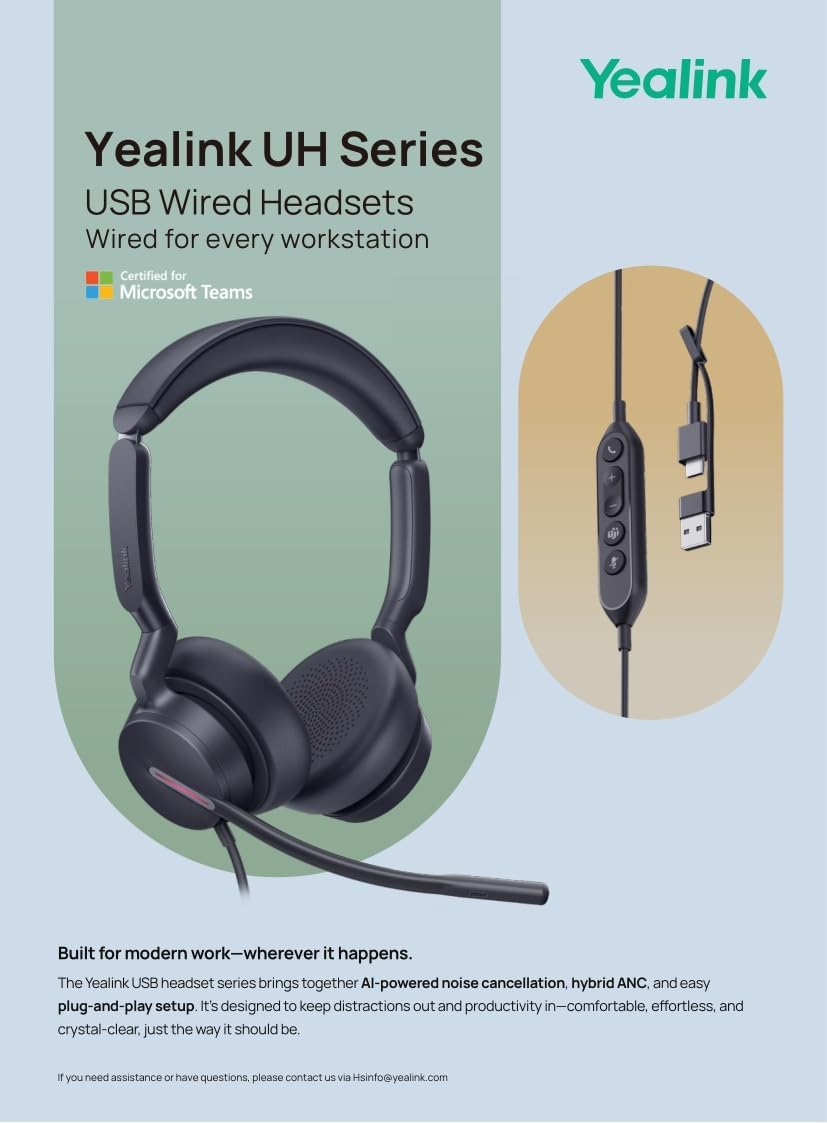 Yealink UH46 Dual Teams USB Wired Stereo Headset — product image 4