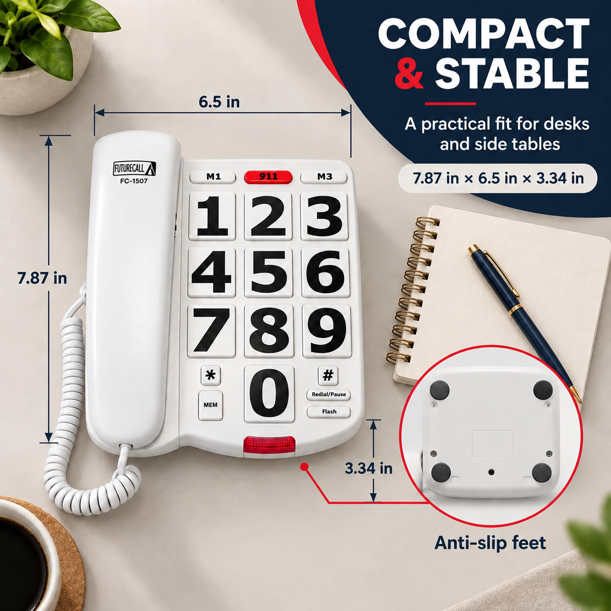 Big Button Phone 40dB Handset Volume
