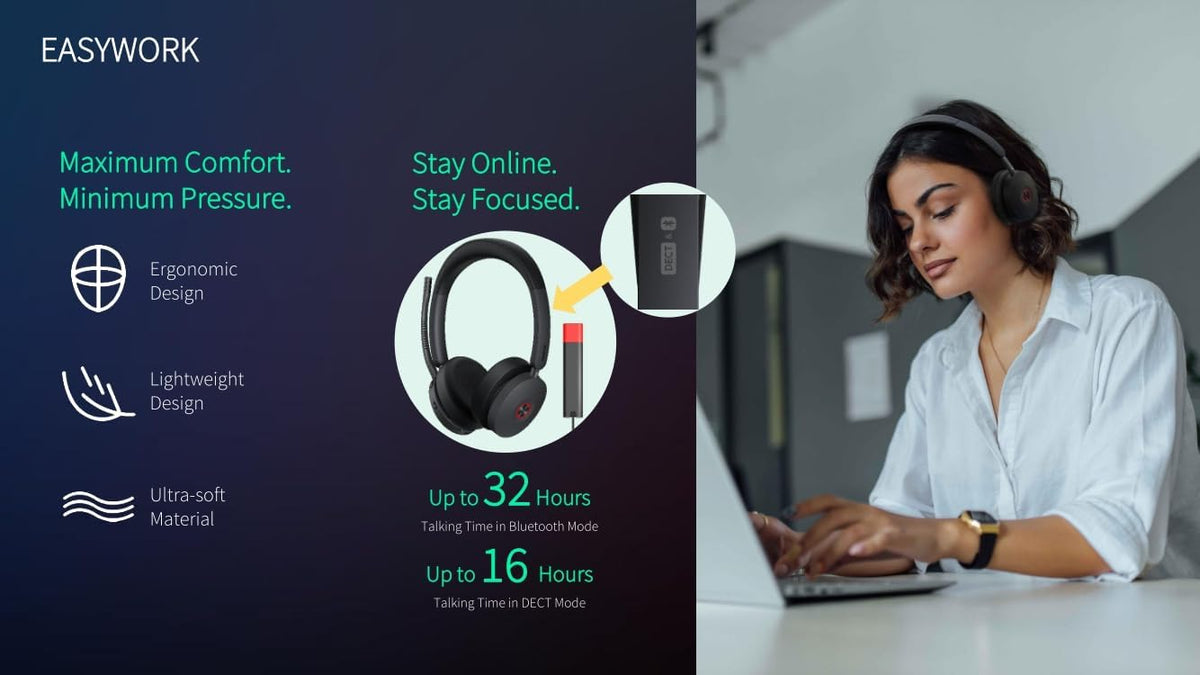 Yealink WH68 UC Wireless DECT & Bluetooth Headset — product image 9