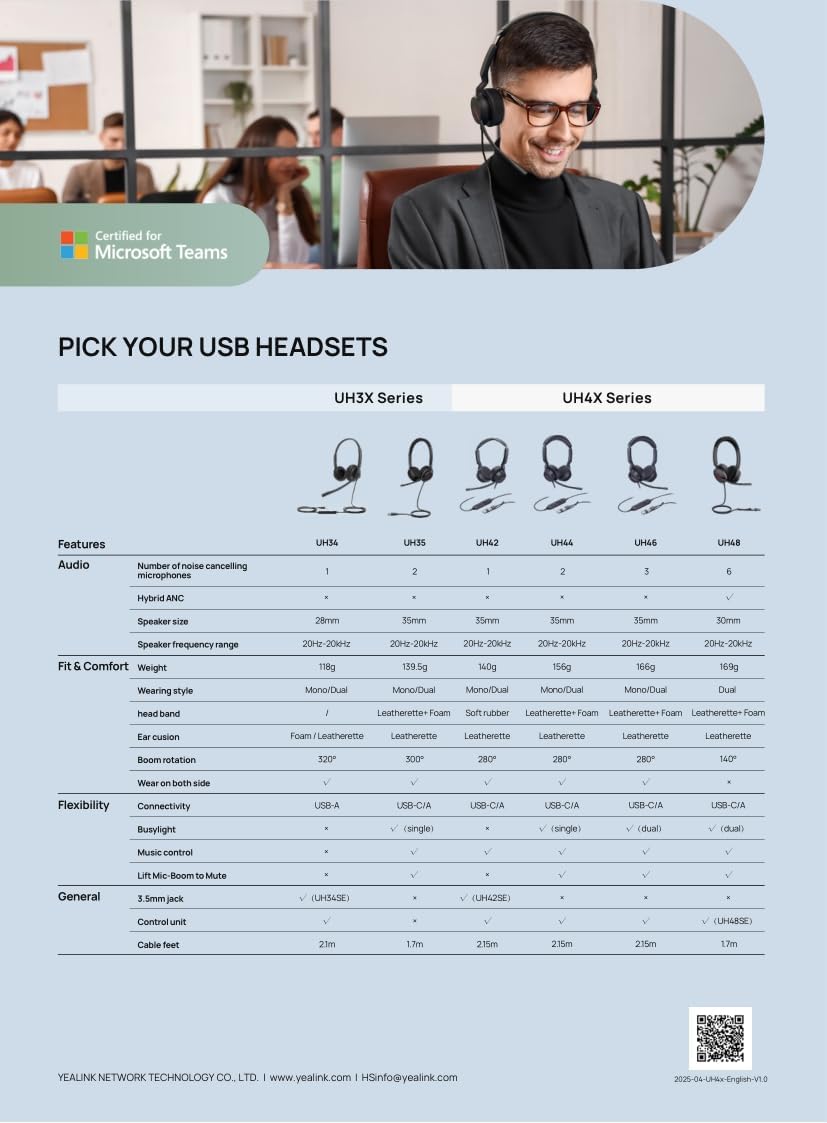 Yealink UH46 Mono Teams USB Wired Headset with AI Noise Cancellation & Dual Busylight — product image 5