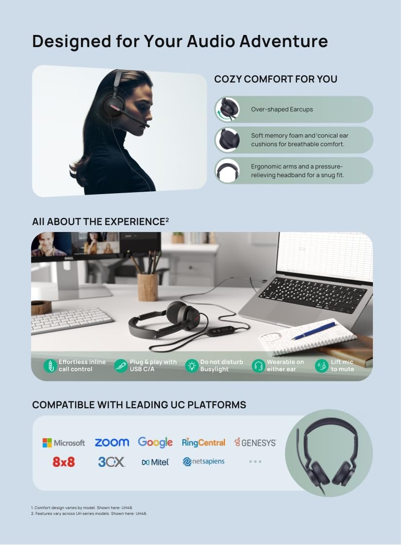 Yealink UH46 Mono Teams USB Wired Headset with AI Noise Cancellation & Dual Busylight — product image 4