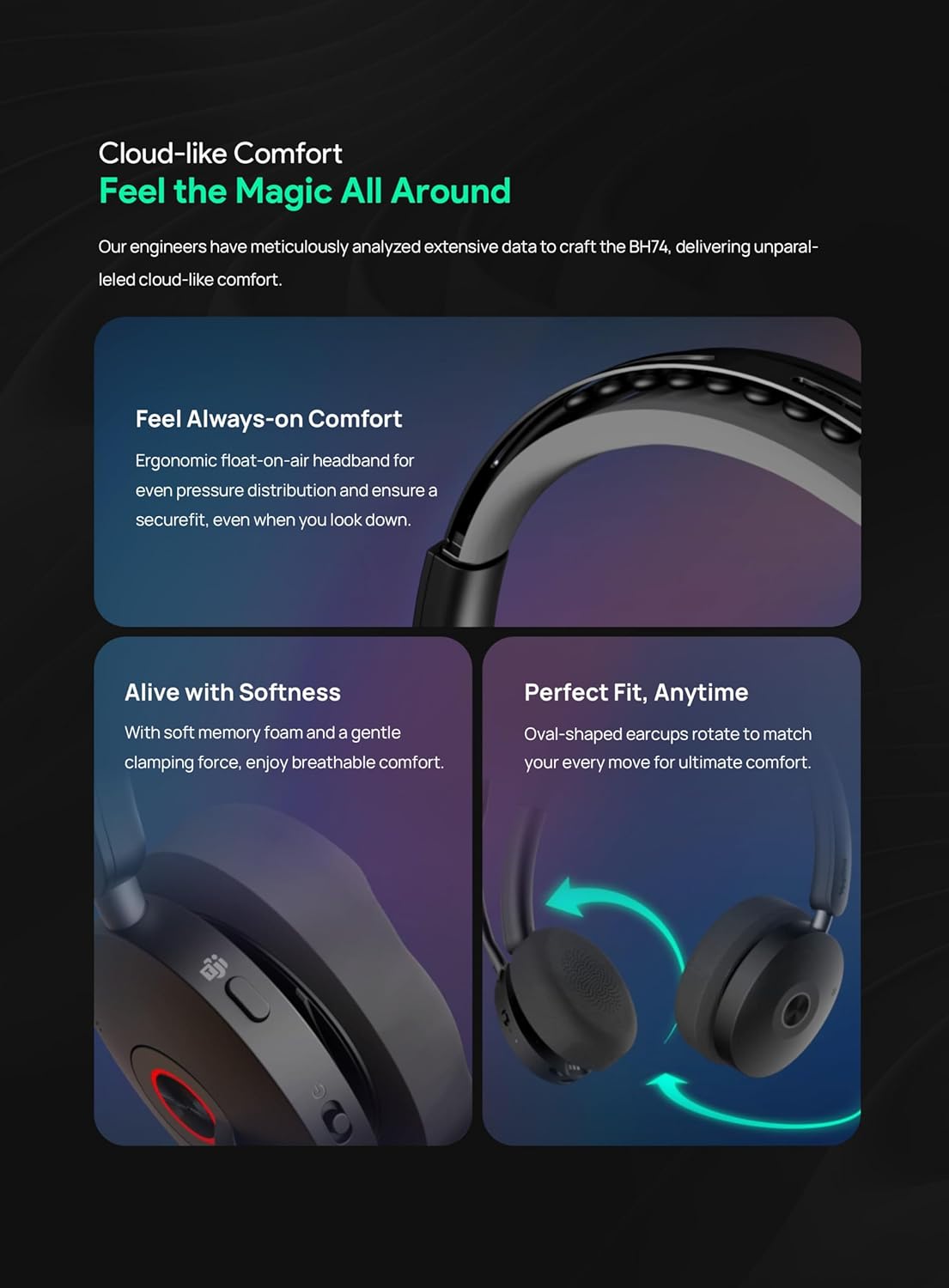 Yealink BH74 UC Wireless Headset with Charging Stand — product image 5