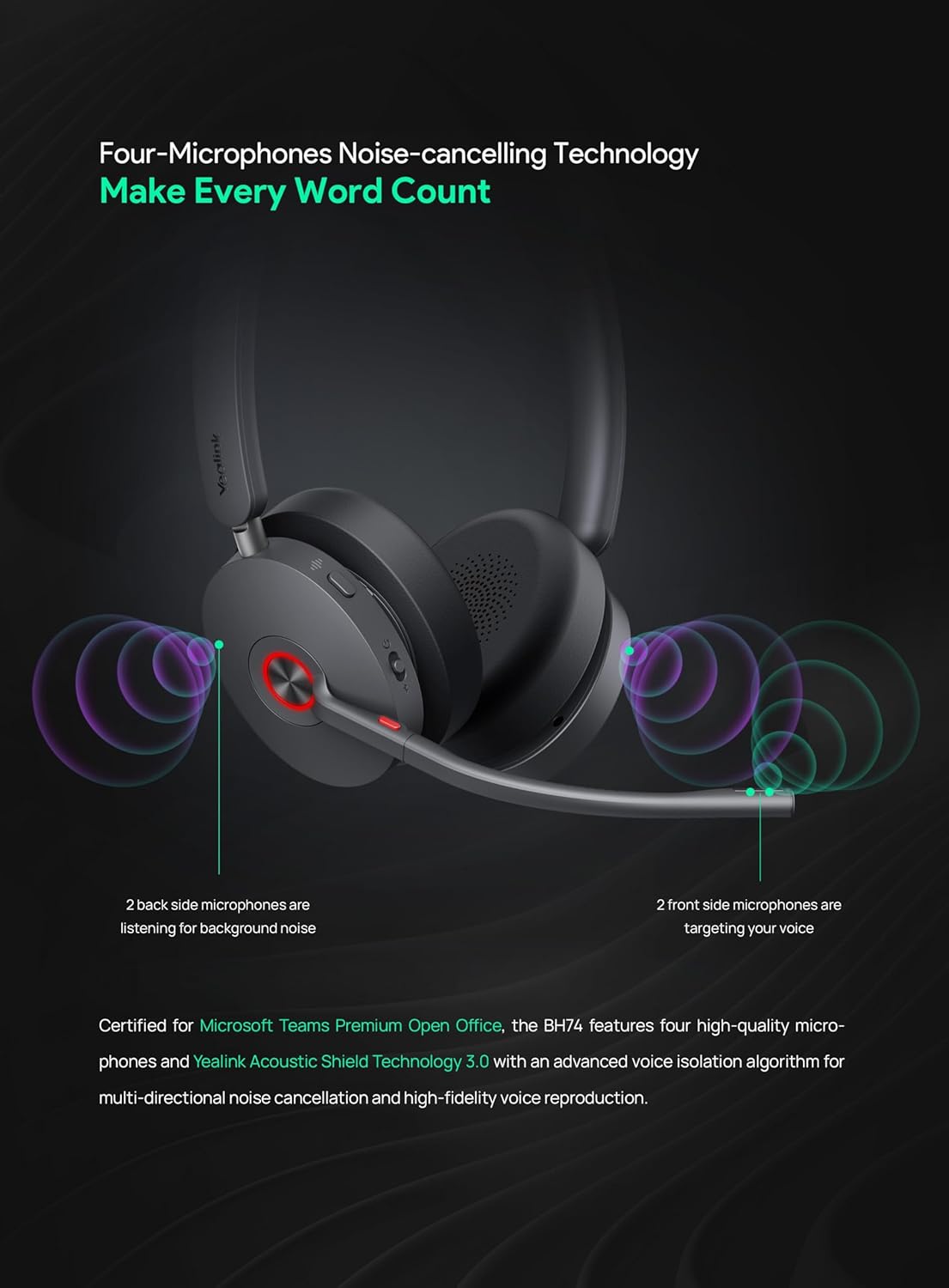 Yealink BH74 UC Wireless Bluetooth Headset USB — product image 5