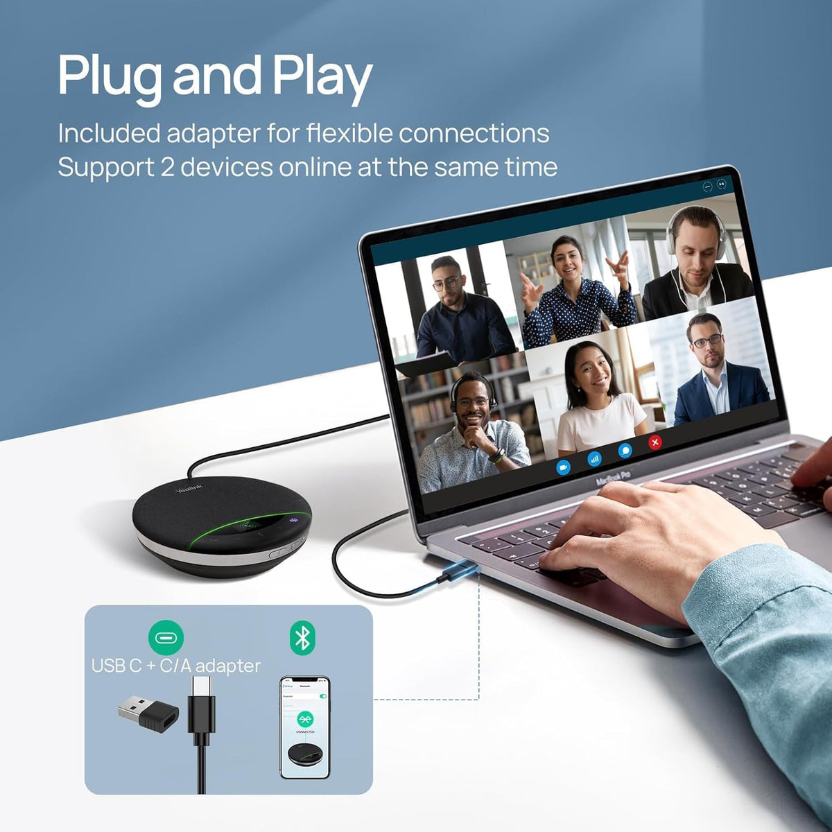 Yealink SP96 USB-C/A Bluetooth Speakerphone with Dongle — product image 6